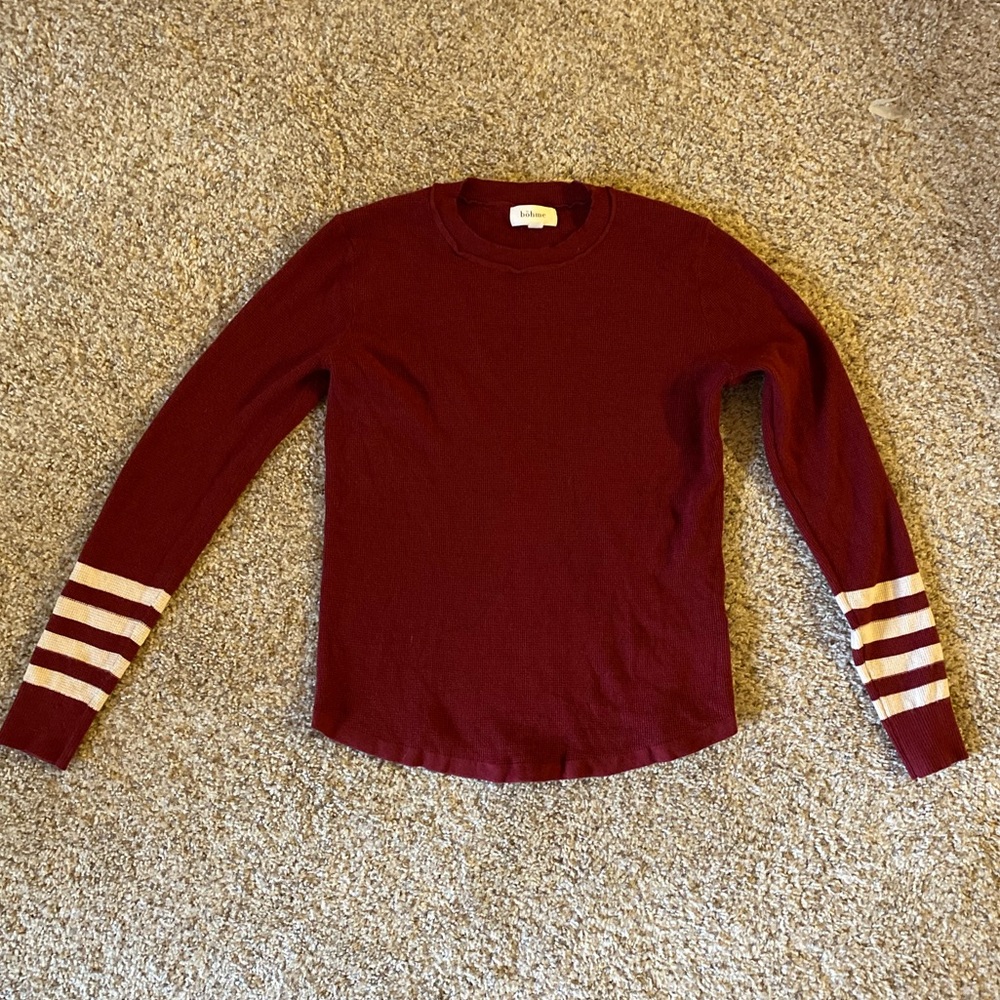 BOHEME Waffle Knit Long Sleeve Top Sweater